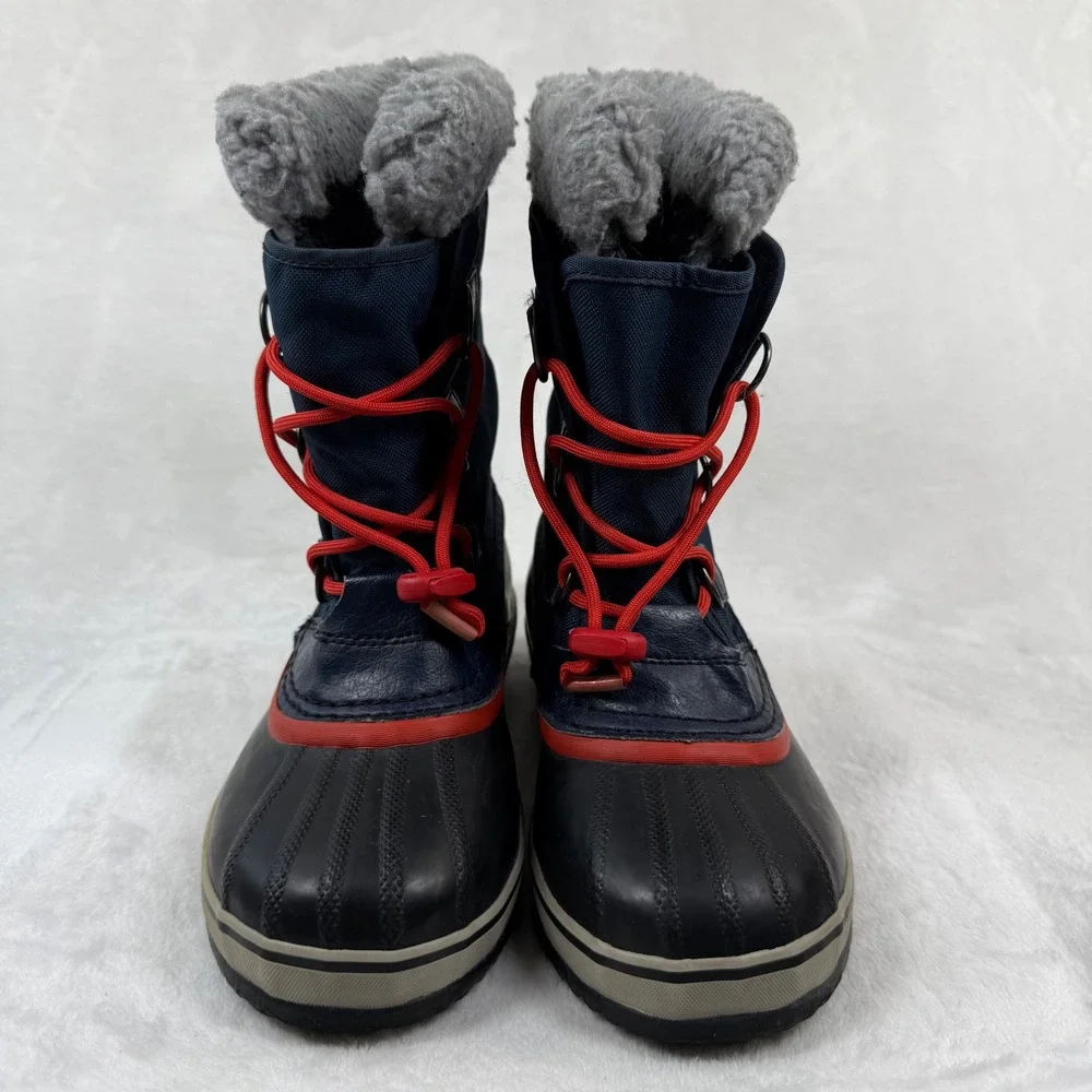 Sorel Yoot Pac Nylon Waterproof Snow Boots Navy Blue Red NY1879-464‎ Kids Size 5